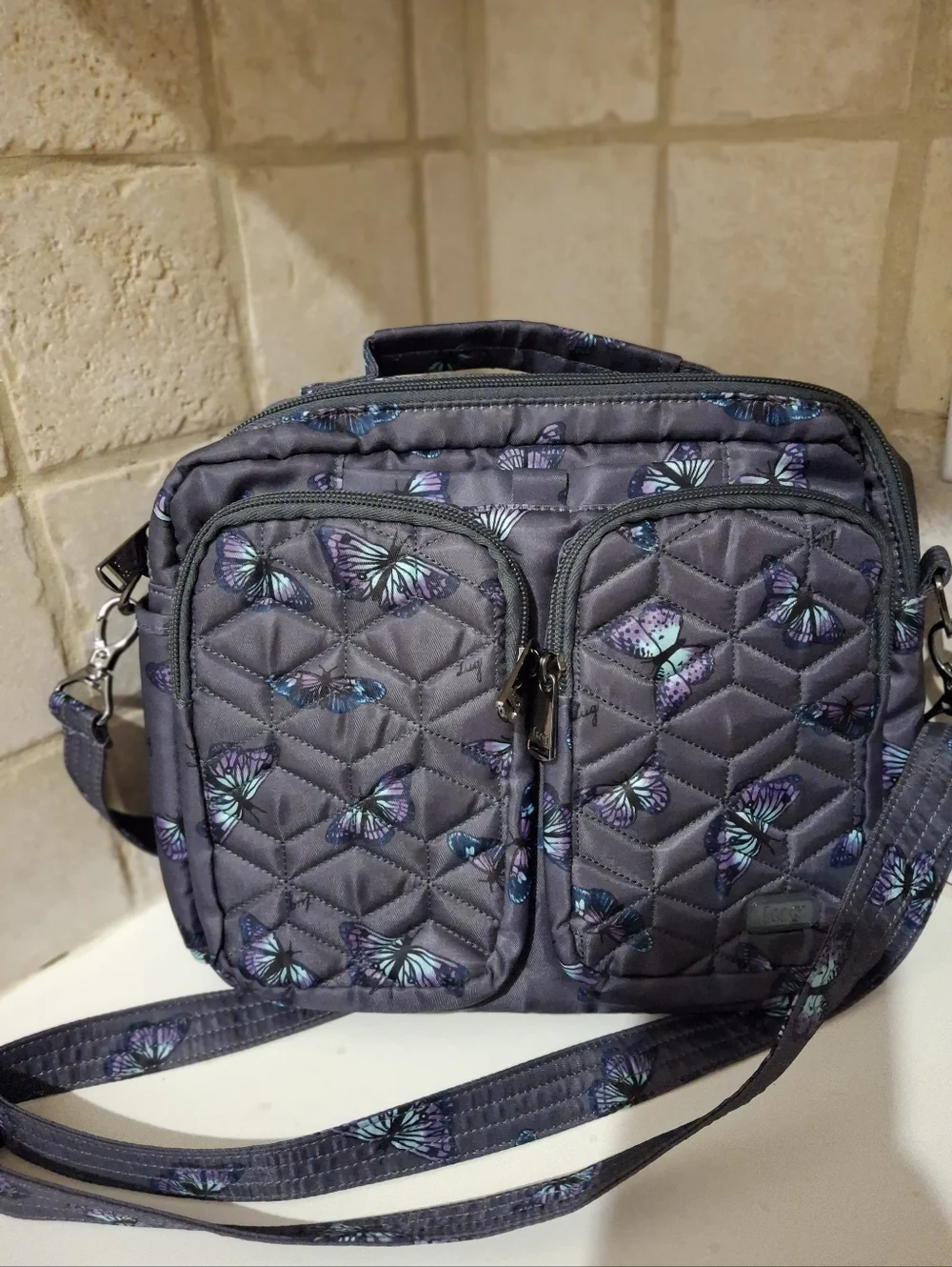 Lug Navigator Butterfly Print Crossbody Bag